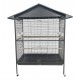 Extra Large Metal Bird Cage with Pitched Roof on Wheels, Non-Toxic Powder-Coated Wrought Iron, Sliding Doors, Pull-Out Sand Tray, Perches & Feeders, 120×80×177 cm, Model B070