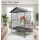 Extra Large Metal Bird Cage with Pitched Roof on Wheels, Non-Toxic Powder-Coated Wrought Iron, Sliding Doors, Pull-Out Sand Tray, Perches & Feeders, 120×80×177 cm, Model B070