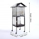 Large Metal Bird Cage 52 × 52 × 160 cm with Wooden Perches and Cleaning Tray, Transparent Front Doors, Parrot and Macaw Cage for Large Birds, Black