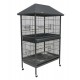 Large Tropical Bird Cage with Partition Divider (95×70×185 cm), Black Dual-Compartment Metal Aviary with Wheels, Slide-Out Trays, Perches & Feeders for Medium to Large Birds – BC01-1
