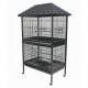 Large Tropical Bird Cage with Partition Divider (95×70×185 cm), Black Dual-Compartment Metal Aviary with Wheels, Slide-Out Trays, Perches & Feeders for Medium to Large Birds – BC01-1