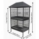 Large Tropical Bird Cage with Partition Divider (95×70×185 cm), Black Dual-Compartment Metal Aviary with Wheels, Slide-Out Trays, Perches & Feeders for Medium to Large Birds – BC01-1