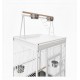 Large White Bird Cage with Play Top & Rolling Stand (61 × 56 × 173 cm), Wrought Iron Aviary with Stainless Steel Feeders, Perches & Storage Shelf – BC08