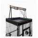 Large Black Bird Cage with Play Top & Rolling Stand (61 × 56 × 173 cm), Wrought Iron Aviary with Stainless Steel Feeders, Perches & Storage Shelf – BC08
