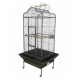 Large Open-Top Tropical Bird Cage with Rolling Stand – Black Wrought Iron Dome-Top Aviary, Playpen Top, Stainless Steel Feeders, Easy-Clean Tray – 61 × 57 × 172 cm, Model BC14R