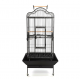 Large Open-Top Tropical Bird Cage with Rolling Stand – Black Wrought Iron Dome-Top Aviary, Playpen Top, Stainless Steel Feeders, Easy-Clean Tray – 61 × 57 × 172 cm, Model BC14R