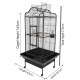Large Open-Top Tropical Bird Cage with Rolling Stand – Black Wrought Iron Dome-Top Aviary, Playpen Top, Stainless Steel Feeders, Easy-Clean Tray – 61 × 57 × 172 cm, Model BC14R