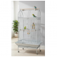 Luxury Large Bird Cage with Play Top, White Metal Parrot Cage with Stand & Wheels, Easy Clean – Model BC19-2