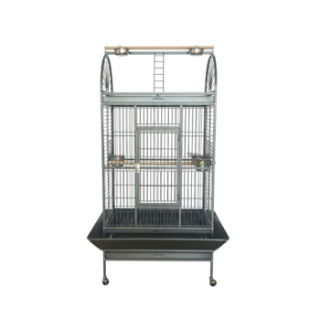 Luxury Large Bird Cage with Play Top – Black Metal Parrot Cage with Stand & Wheels, Easy Clean (Model BC19-2)
