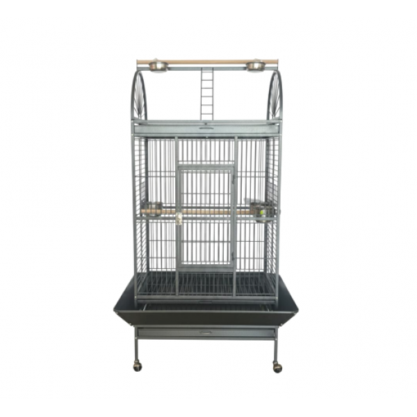 Luxury Large Bird Cage with Play Top – Black Metal Parrot Cage with Stand & Wheels, Easy Clean (Model BC19-2)