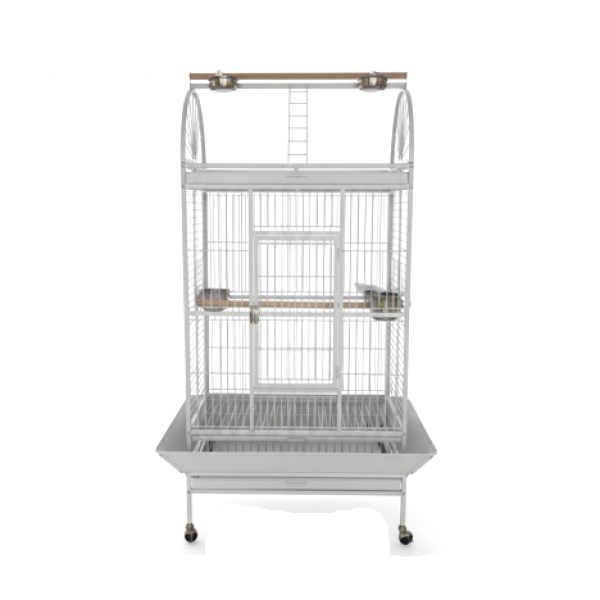 Luxury Large Bird Cage with Play Top, White Metal Parrot Cage with Stand & Wheels, Easy Clean – Model BC19-2