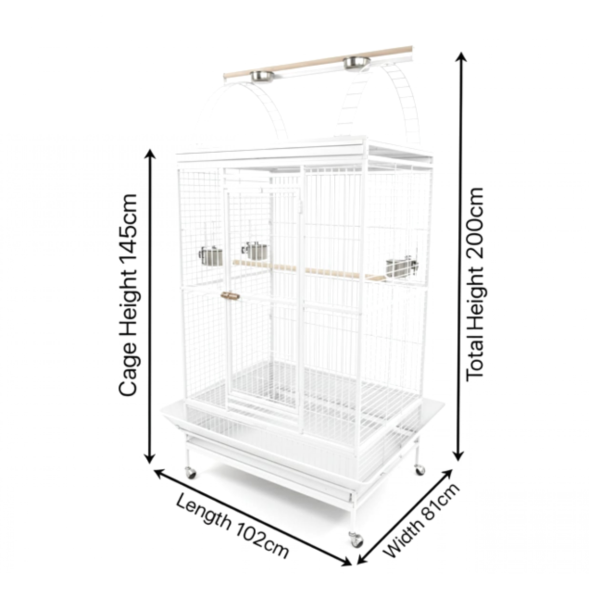 Large White Playtop Bird Cage 102 x 81 x 200 cm – Spacious Parrot Cage ...