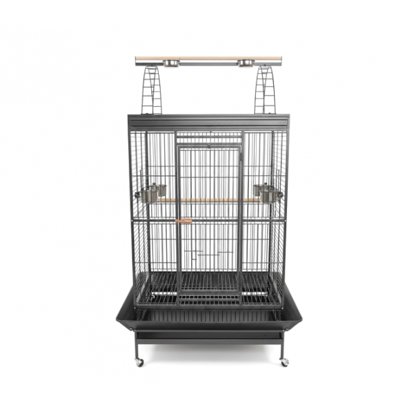 Large Black Playtop Bird Cage 102 x 81 x 200 cm – Spacious Parrot Cage for Medium to Large Birds with Rolling Casters, Slide-Out Trays, Perches, Ladders, Toy Hook, Bird-Proof Locks – Model BC23