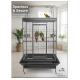 Large Black Playtop Bird Cage 102 x 81 x 200 cm – Spacious Parrot Cage for Medium to Large Birds with Rolling Casters, Slide-Out Trays, Perches, Ladders, Toy Hook, Bird-Proof Locks – Model BC23
