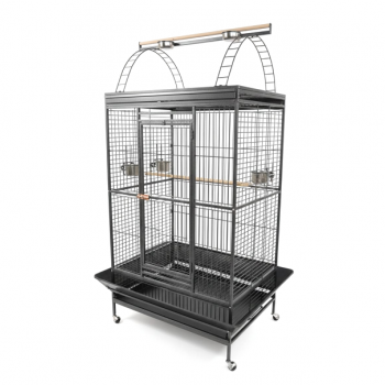 Large Black Playtop Bird Cage 102 x 81 x 200 cm – Spacious Parrot Cage for Medium to Large Birds with Rolling Casters, Slide-Out Trays, Perches, Ladders, Toy Hook, Bird-Proof Locks – Model BC23