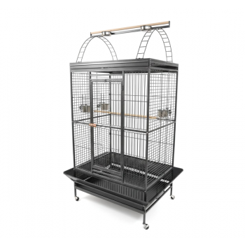 Large Black Playtop Bird Cage 102 x 81 x 200 cm – Spacious Parrot Cage for Medium to Large Birds with Rolling Casters, Slide-Out Trays, Perches, Ladders, Toy Hook, Bird-Proof Locks – Model BC23