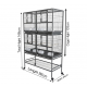 Stackable Double-Story Divided Breeder Bird Cage with Rolling Stand – Black – 96×46×148 cm – Removable Partitions, 4 Lockable Doors, for Small to Medium Birds – Model BC5012