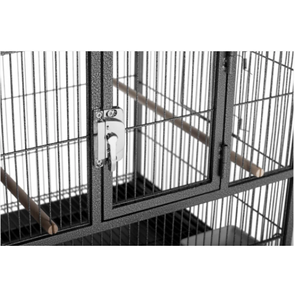 Stackable Double-Story Divided Breeder Bird Cage with Rolling Stand – White – 96×46×148 cm – Removable Partitions, 4 Lockable Doors, for Small to Medium Birds – Model BC5012