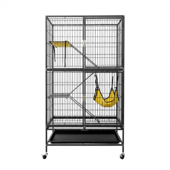 Feisty Ferret Home – Multi-Tier Metal Cage with Ramps, Shelves, Hammock & Pull-Out Tray on Casters – 80 × 52 × 137 cm, Ideal for Ferrets, Guinea Pigs, Rabbits, Chinchillas & Small Pets – Model C10