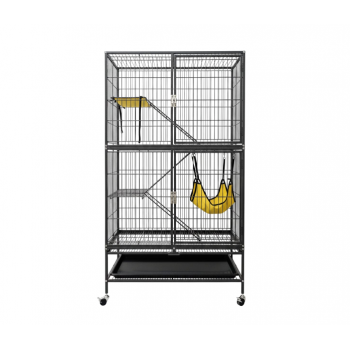 Feisty Ferret Home – Multi-Tier Metal Cage with Ramps, Shelves, Hammock & Pull-Out Tray on Casters – 80 × 52 × 137 cm, Ideal for Ferrets, Guinea Pigs, Rabbits, Chinchillas & Small Pets – Model C10