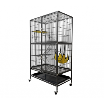 Feisty Ferret Home – Multi-Tier Metal Cage with Ramps, Shelves, Hammock & Pull-Out Tray on Casters – 80 × 52 × 137 cm, Ideal for Ferrets, Guinea Pigs, Rabbits, Chinchillas & Small Pets – Model C10