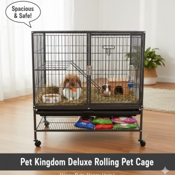 Pet Cage with Rolling Stand – 79 × 53 × 84 cm – Multi-Species Habitat for Birds, Cats, Small Dogs, Rabbits, Squirrels & Other Small Pets – Model C9