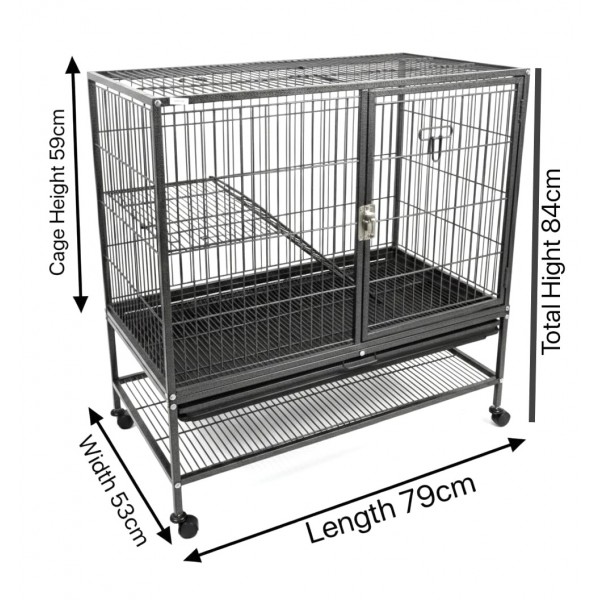 Pet Cage with Rolling Stand – 79 × 53 × 84 cm – Multi-Species Habitat for Birds, Cats, Small Dogs, Rabbits, Squirrels & Other Small Pets – Model C9