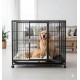 Heavy-Duty Black Metal Dog Crate with Wheels, 110×72×93 cm, Double-Door Kennel with Removable Tray, Rust-Resistant Steel – Medium to Large Dogs, Indoor & Outdoor Use – Model D8