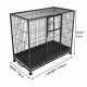 Heavy-Duty Black Metal Dog Crate with Wheels, 110×72×93 cm, Double-Door Kennel with Removable Tray, Rust-Resistant Steel – Medium to Large Dogs, Indoor & Outdoor Use – Model D8