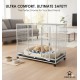 Heavy-Duty White Metal Dog Crate with Wheels, 110×72×93 cm, Double-Door Kennel with Removable Tray, Rust-Resistant Steel – Medium to Large Dogs, Indoor & Outdoor Use – Model D8