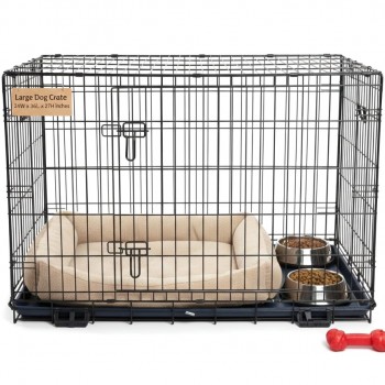 Foldable Metal Wire Dog Crate for Medium to Large Dogs (122 × 74 × 81 cm) – Heavy-Duty Secure Dog Cage with Removable Tray, Single Door & Locking Latch – Model DG48