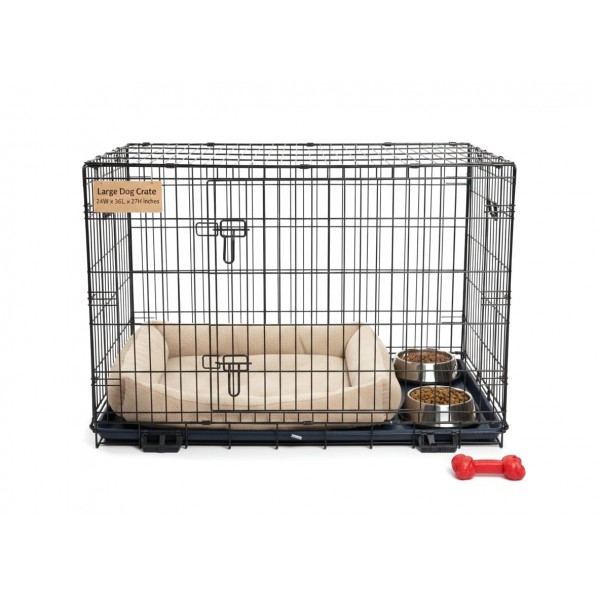 Foldable Metal Wire Dog Crate for Medium to Large Dogs (122 × 74 × 81 cm) – Heavy-Duty Secure Dog Cage with Removable Tray, Single Door & Locking Latch – Model DG48