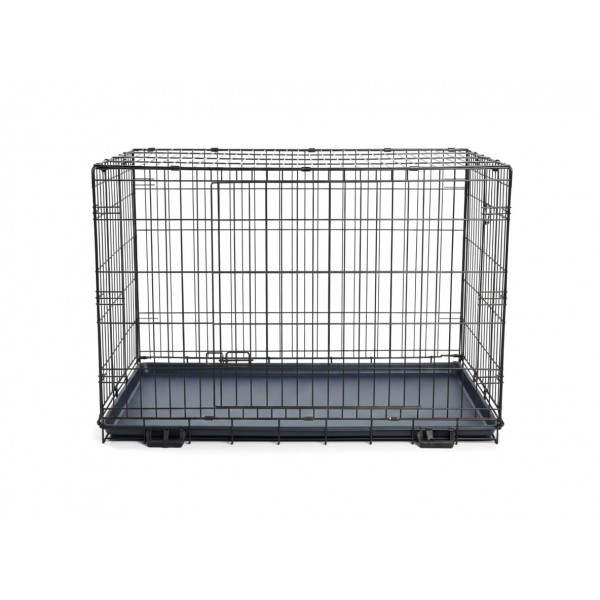 Foldable Metal Wire Dog Crate for Medium to Large Dogs (122 × 74 × 81 cm) – Heavy-Duty Secure Dog Cage with Removable Tray, Single Door & Locking Latch – Model DG48