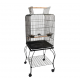 Black Open-Top Metal Bird Cage with Rolling Stand (51 × 51 × 137 cm), Powder-Coated Steel Aviary with Perches, Stainless Steel Feeders, Pull-Out Tray & Storage Shelf for Small to Medium Birds - H02