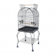 Large Black Open-Top Bird Cage with Rolling Stand (50 × 50 × 141 cm), Wrought Iron Dome-Top Aviary with Playpen, Stainless Steel Feeders & Easy-Clean Tray for Lovebirds, Canaries & Parrots – Model H04