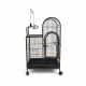 Large Black Bird Cage with Play Top & Wheels, 105cm Tall Wrought Iron Parrot Cage with Rolling Stand, Perches, Feeding Bowls & Removable Tray – For Budgies, Cockatiels, Lovebirds, Parakeets & Medium Birds