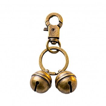 Terrain Hound Brass Pet Collar Bell for Dogs & Cats – Double Bell Locator with Key Ring Clasp, Loud Safety Tracking Sound, Antique Bronze Design for Medium & Large Pets