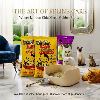 Cat Litter Combo 42 KG / 50 L – 2 x London Cat Lavender Premium Super Clumping Cat Litter 17 KG / 20 L + 1 x Golden Cat Lavender Bentonite Clumping Cat Litter 8 KG / 10 L, Strong Clumping, High Absorption, Odor Control, Low Dust