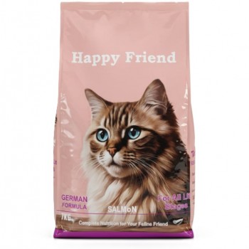 Happy Friend Salmon Dry Cat Food 7kg | German Formula Complete Nutrition for Cats of All Life Stages | Omega Fatty Acids for Healthy Skin & Shiny Coat