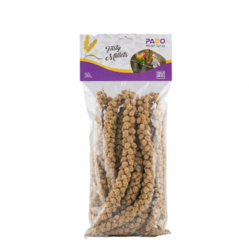 PADO Tasty Millets – Natural Millet Spray Treat for Parrots, Parakeets, Cockatiels, Lovebirds, Canaries & Finches | 250g Foxtail Millet