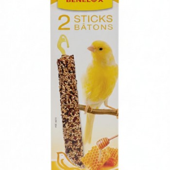 Benelux Bird Snack Sticks – 2 x 55g | Natural, Vitamin-Enriched Treat for Birds | Easy-to-Hang Wooden Sticks