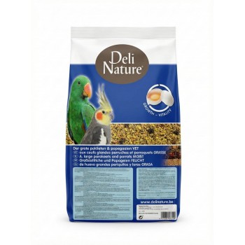 Deli Nature Egg Food for Large Parakeets & Parrots – Moist/Fat Formula (10kg Bag) | High-Protein Supplement for Growth, Breeding, Molting & Vitality | Ready-to-Use Premium Egg Mix