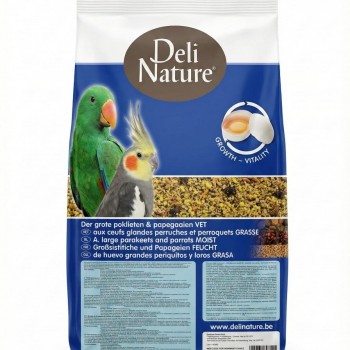 Deli Nature Egg Food for Large Parakeets & Parrots – Moist/Fat Formula (10kg Bag) | High-Protein Supplement for Growth, Breeding, Molting & Vitality | Ready-to-Use Premium Egg Mix
