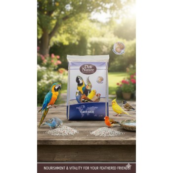 Deli Nature Bird Grit Mix 20 kg – Mineral & Calcium Feed for Ornamental, Aviary & Poultry Birds | Supports Digestion, Bone Health, Eggshell Strength | Parrots, Budgies, Canaries, Finches, Chickens, Pigeons, Doves, Quail