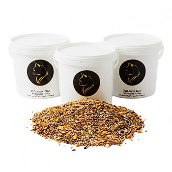 Golden Cat Premium Mixed Bird & Poultry Seeds 15 kg (3 × 5 kg Plastic Barrels) – High Protein Whole Grain Feed for Chickens, Hens, Roosters, Pigeons, Doves & Wild Birds – Natural Corn & Millet Blend