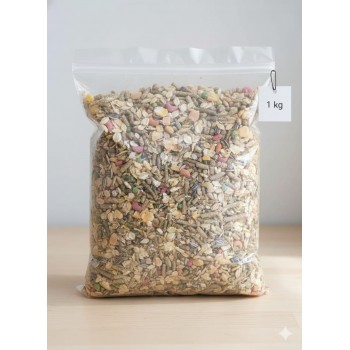 Premium Small Animal Food – 1kg | Complete, Nutrient-Rich Diet for Rabbits, Guinea Pigs & Hamsters | Natural Grains, Seeds, Vegetables, Fruits, Omega Fatty Acids & Probiotics – No Artificial Colors or Preservatives