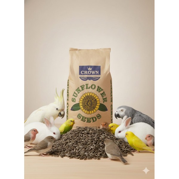 Premium Natural Whole Roasted Sunflower Seeds – 20kg Bag |  High-Protein, High-Fiber Bird & Small Pet Food