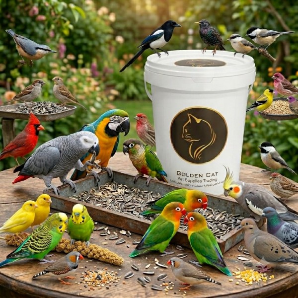 Golden Cat Premium Natural Whole Roasted Sunflower Seeds 2 x 2.5kg (5kg Total) Barrel Pack | High Protein High Fiber Bird Food for Parrots, Macaws, Cockatiels, Budgies, Lovebirds, Finches & Small Pets | Non-GMO, Product of Argentina