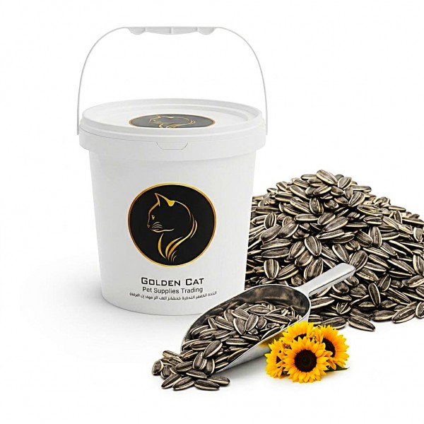 Golden Cat Whole Roasted Sunflower Seeds 3kg Barrel | Premium Bird Food for Parrots, Budgies, Cockatiels, Lovebirds & Small Pets | High Protein High Fiber, Non-GMO, Argentina Origin