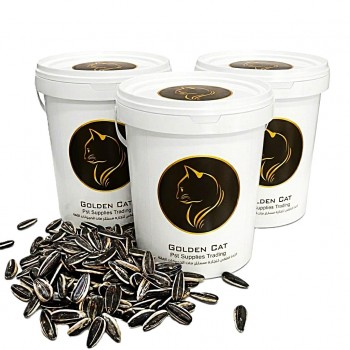 Golden Cat Sunflower Seeds 3 x 2.5kg (7.5kg) Barrel Pack | Premium Natural Roasted Bird Food for Parrots, Budgies, Cockatiels & Small Pets | High Protein High Fiber Non-GMO Argentina Origin